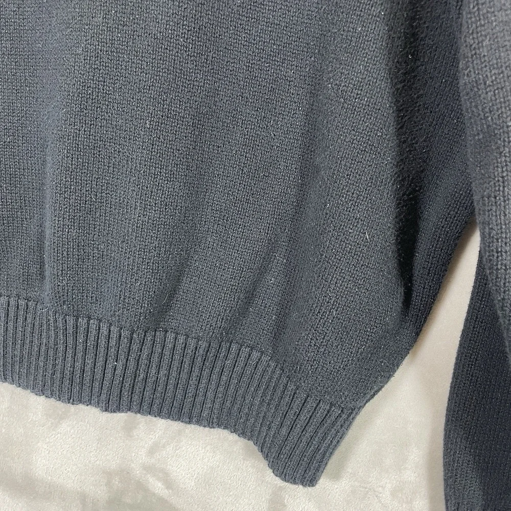 VTG Polo Ralph Lauren Sweater Mens XL Black Cotton Crewneck Knit Pullover Pony